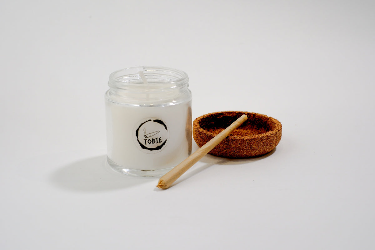 TOBIE Ritual Flame No. 11 candle with cork lid removed